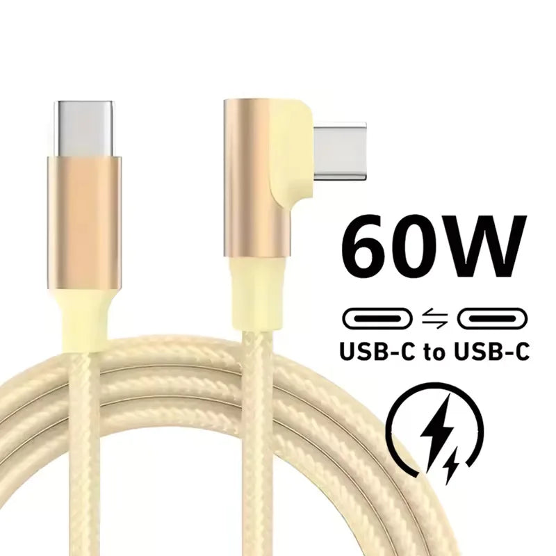 60W USB-C 90° Fast Charge Cable | iPhone 15 16 17 MacBook iPad