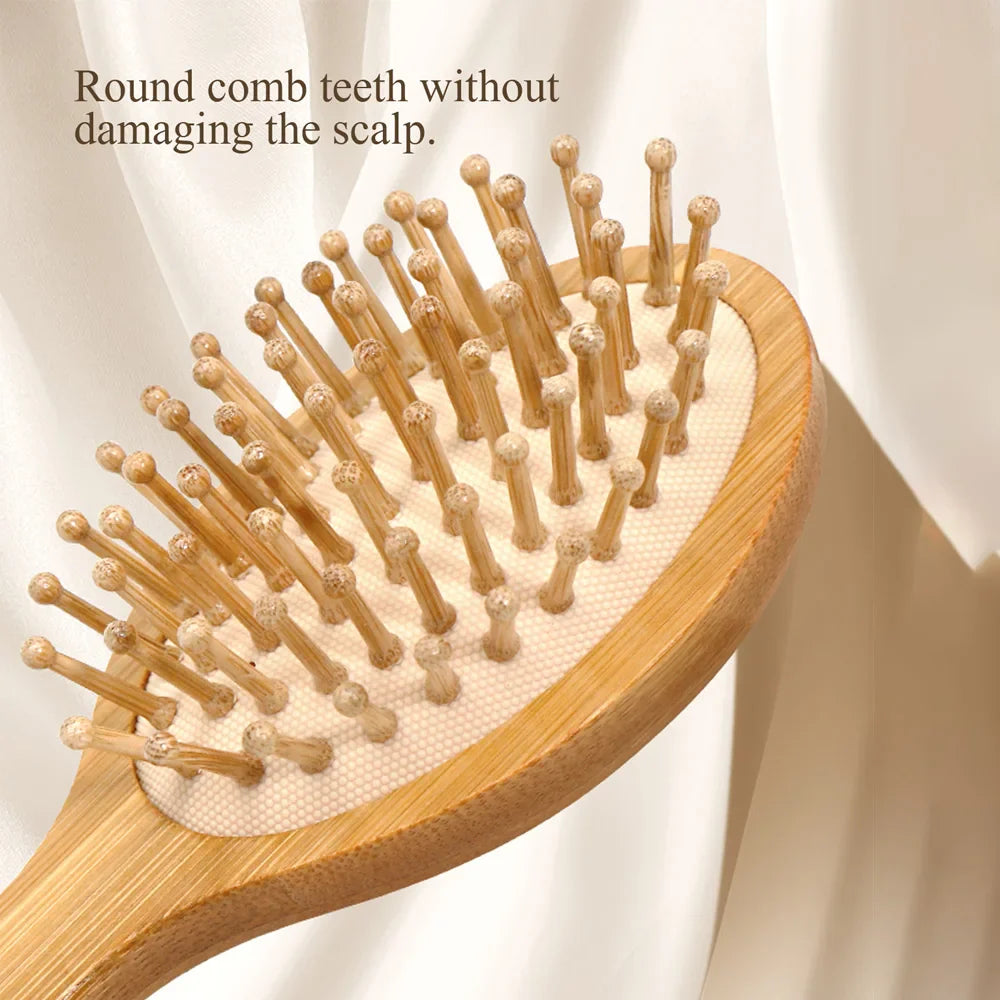 Natural Bamboo Air Cushion Hair Brush – Anti-Static Detangler