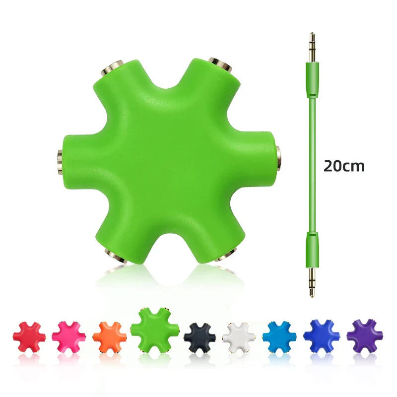 3.5mm Audio Splitter 1 Male to 5 Female Headphone Jack Adapter