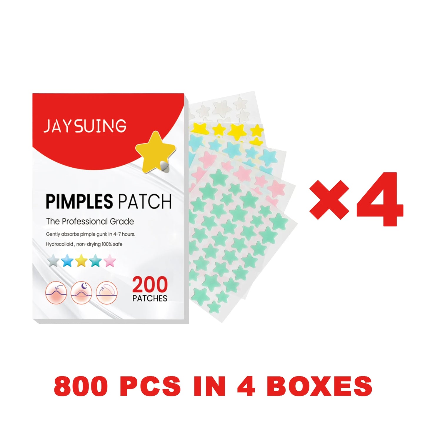 Jaysuing 200-Piece Star Acne Patches – Hydrocolloid Blemish Dots