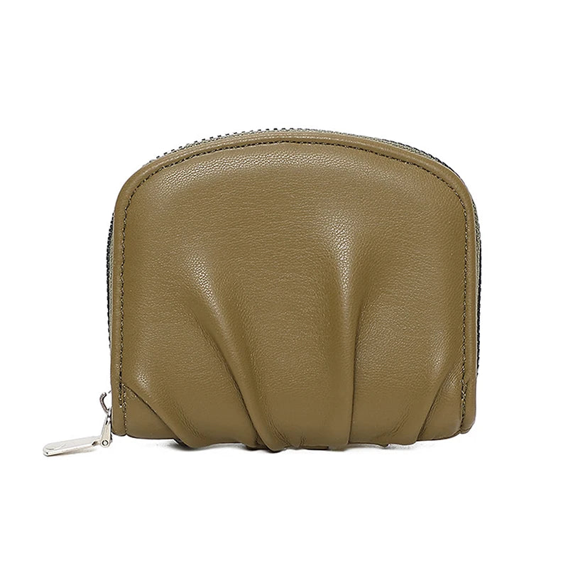 Mini Ruched Coin Purse – Compact PU Zipper Wallet