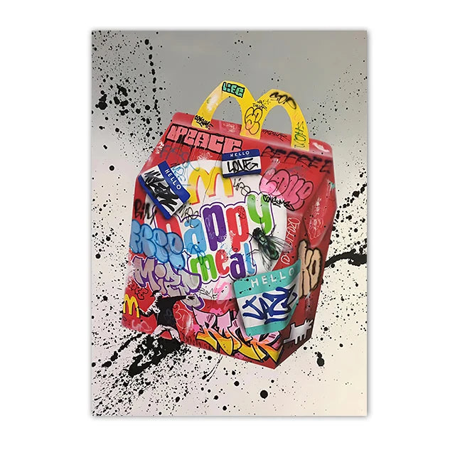 Graffiti Street Art Canvas Print | Love Kiss Hand Gestures Poster