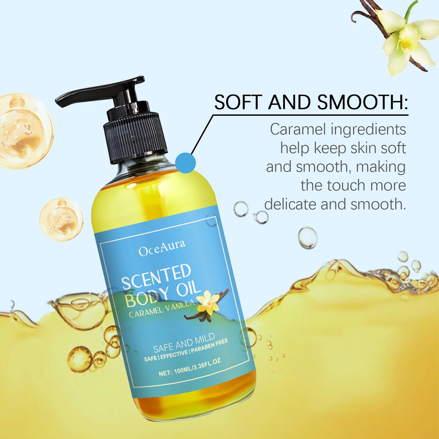 OceAura Vanilla Body Oil – Moisturizing & Nourishing 100ml
