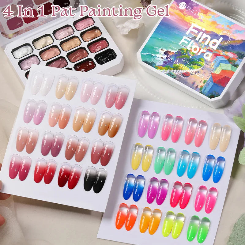 4-in-1 16 Color Nail Art Gel | Gradient Ombre Blush Polish