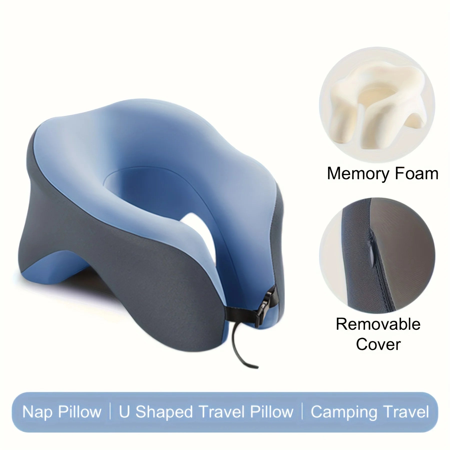 Travel U-Shaped PillowNeck and Cervical Spine Pillow Airplane Car Office Home Headrest Neck Support Sleeping Pillow Memory Foam Peaceful Pleasures Health and Wellness
