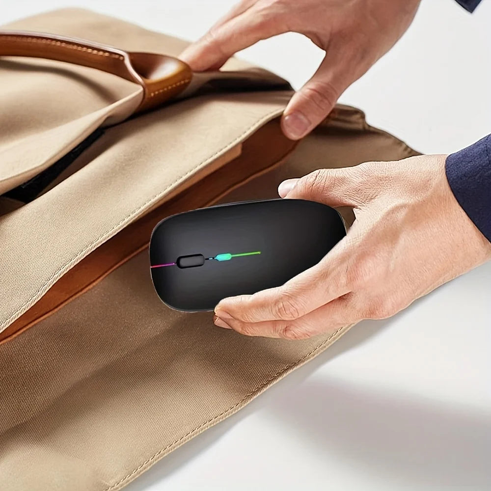 Wireless Mouse Slim Bluetooth-compatible 2.4G Computer Mice Portable Rechargeable Cordless Mouse for iPad Laptop Desktop Peaceful Pleasures Health and Wellness