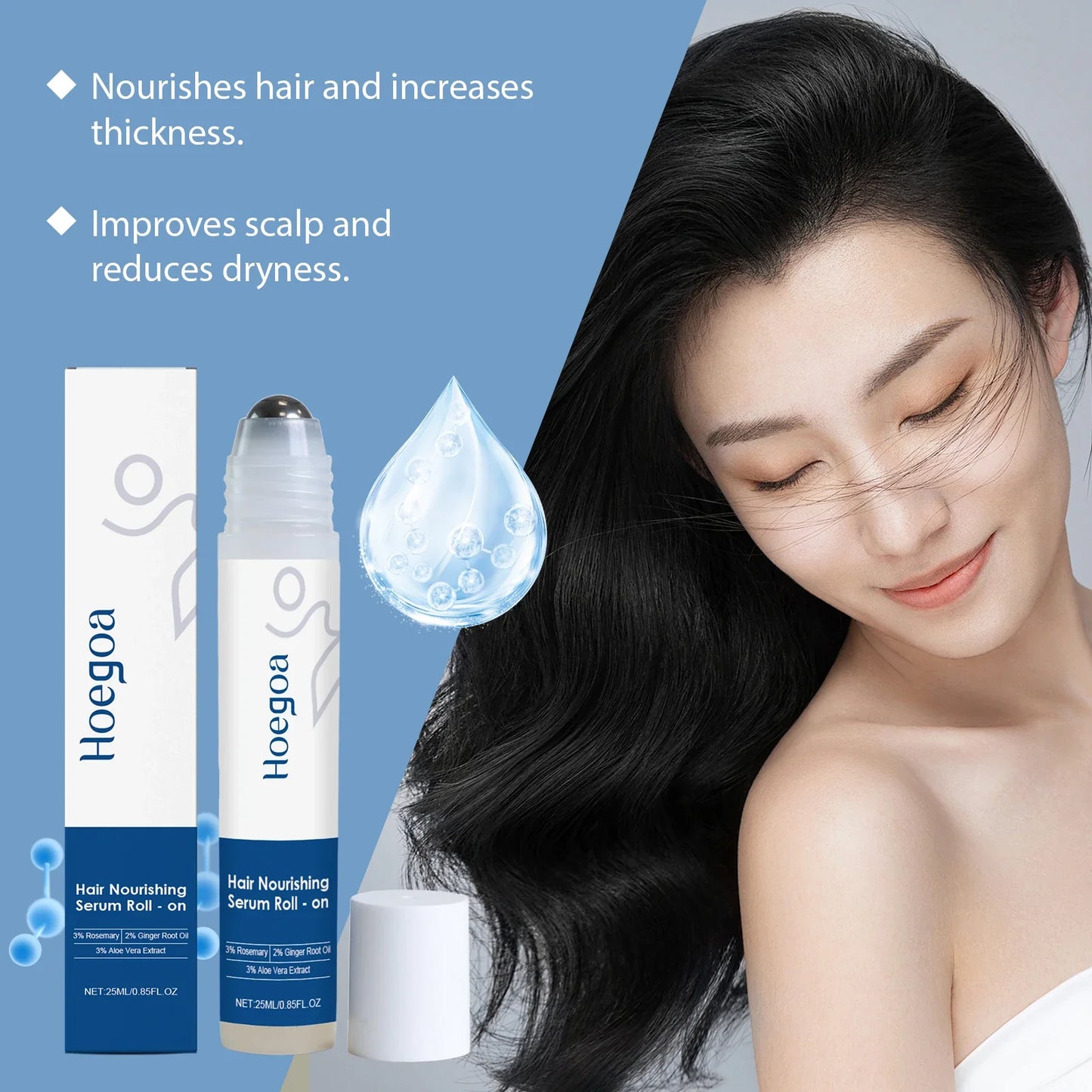 HOEGOA Rosemary Hair Growth Serum Roll-On 25ml | Scalp Care