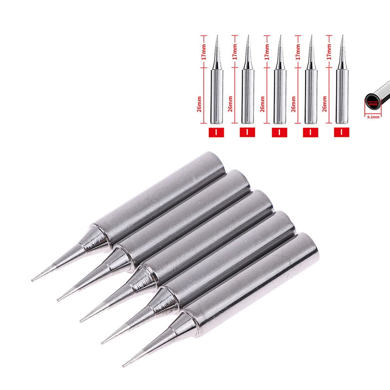 5pcs Solder Iron Tips Set Welding Accessories Lead-free Pure Copper 900M-T-B For Soldering Station Replace Peaceful Pleasures Health and Wellness A4