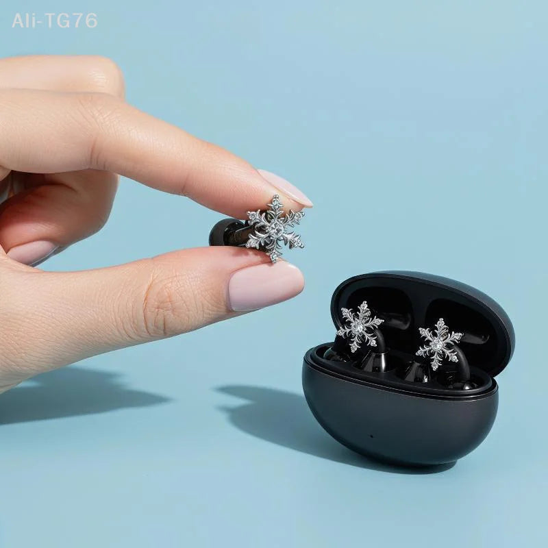 Snowflake CZ Earbud Charms – Clip-On Headphone Accessories