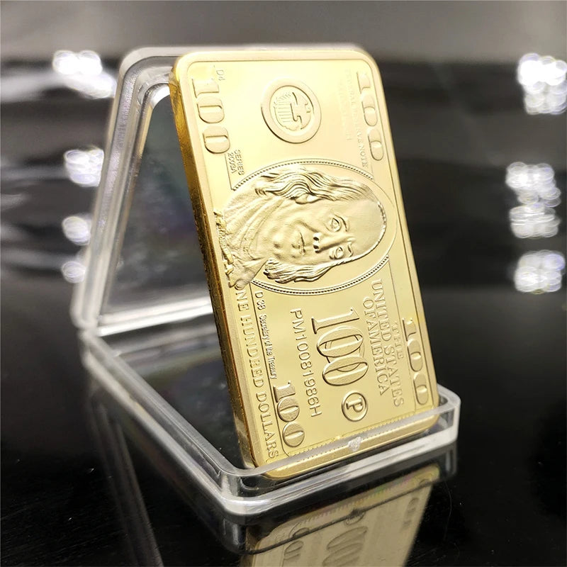 USA $100 Gold-Plated Novelty Coin Bar | Collectible Gift
