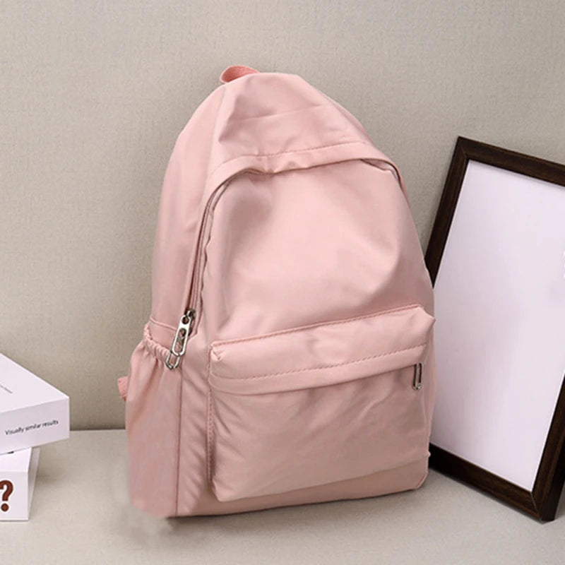 Fashion Backpacks for Women Knapsack Solid Color Student Casual Large Capacity School Rucksacks Ladies Shoulder Backpack Peaceful Pleasures Health and Wellness Pink