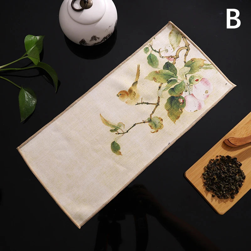 Chinese Painted Tea Towel | Super Absorbent Tea Set Cloth Tea Set Towel Peaceful Pleasures Health and Wellness B