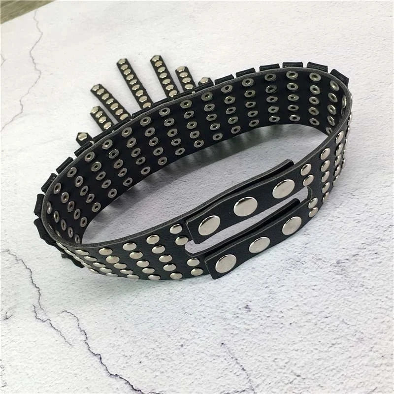 Sexy O-ring Choker Black Adjustable Leather Punk Metal Women Kitty