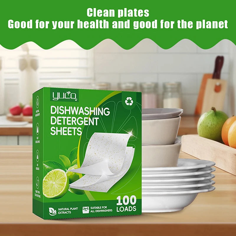 Dishwashing Detergent Sheet 30/100pcs Dishwasher Cleaner Oil Dirt Removal Deodorizer Cleaning Tablet Machines BowlsKitchen Tool Peaceful Pleasures Health and Wellness