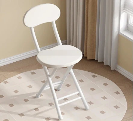 Classic Style Folding Chair with Oval Seat Portable, No Assembly Needed, Durable Metal Frame Hardwood Construction for Home Peaceful Pleasures Health and Wellness WHITE