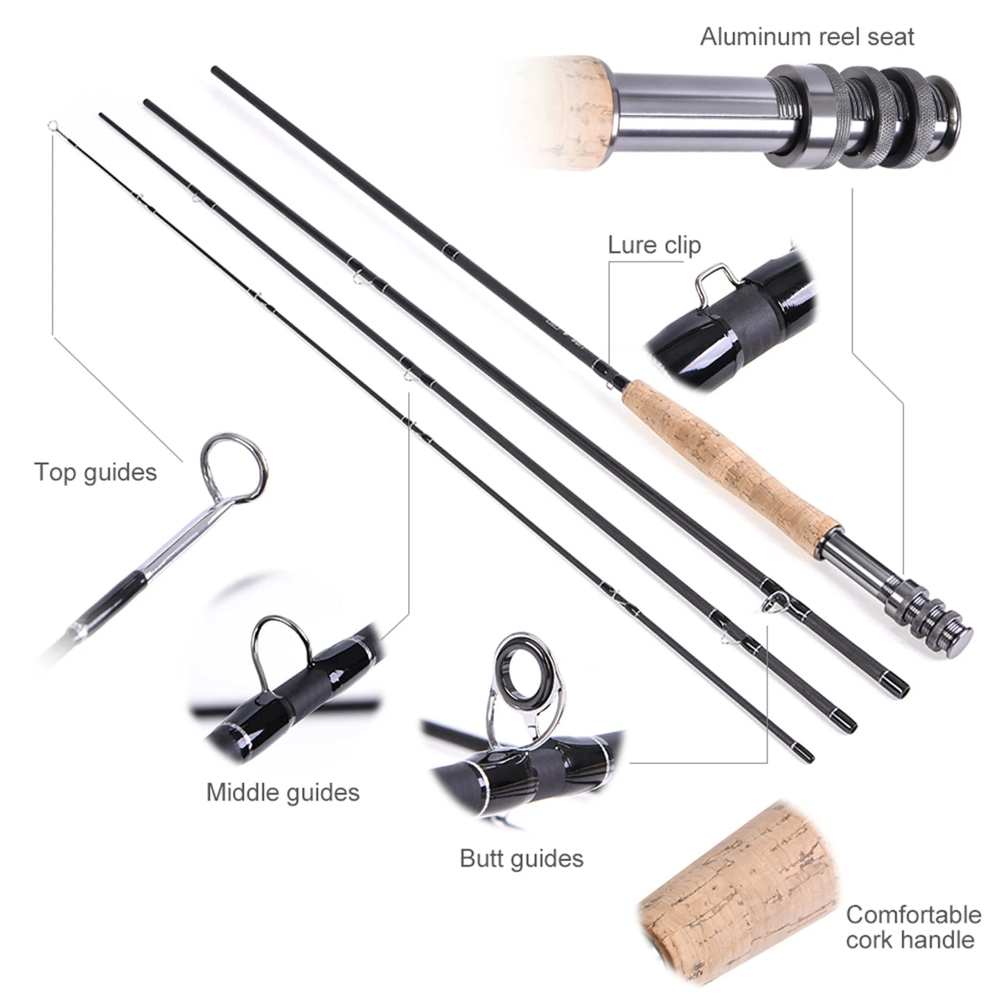 9' Fly Fishing Rod Reel Combo Carry Bag 20 Flies Complete Starter