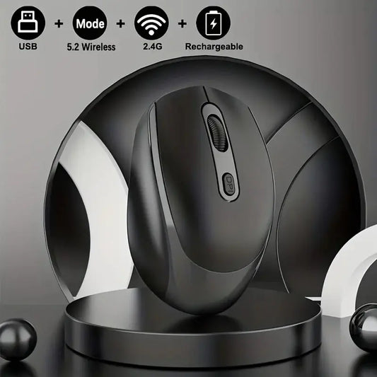 2.4G Rechargeable Dual Mode Wireless BT Mouse(Bluetooth 5.2+USB Receiver) Portable Silent Gaming Mouse,for Laptop/Desktop/Tablet Peaceful Pleasures Health and Wellness