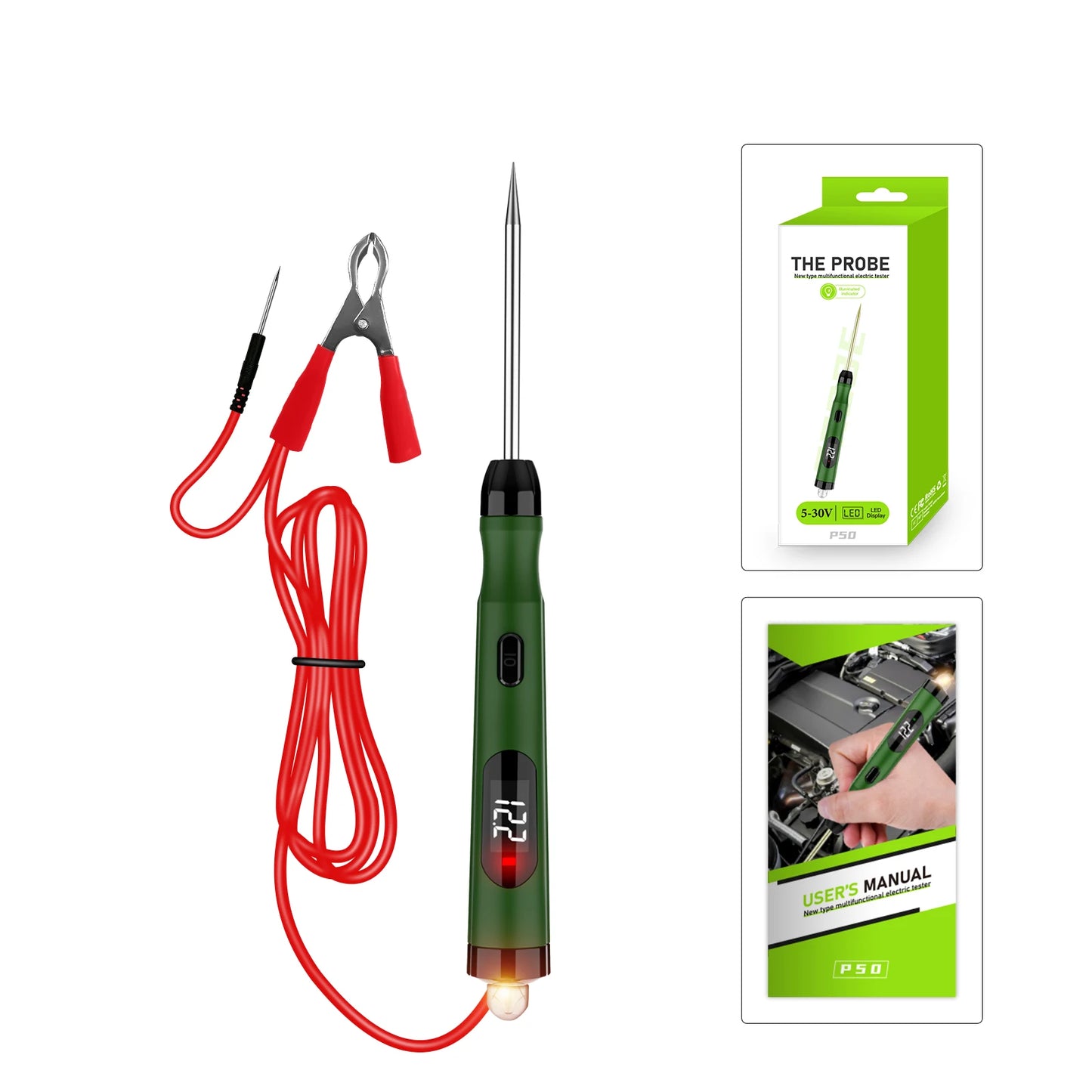 P50 Digital Car Circuit Tester Probe 5V-30V Voltage Test Pen Auto Electrical Diagnostic Tool for Garage Mechanic Repair Peaceful Pleasures Health and Wellness T526