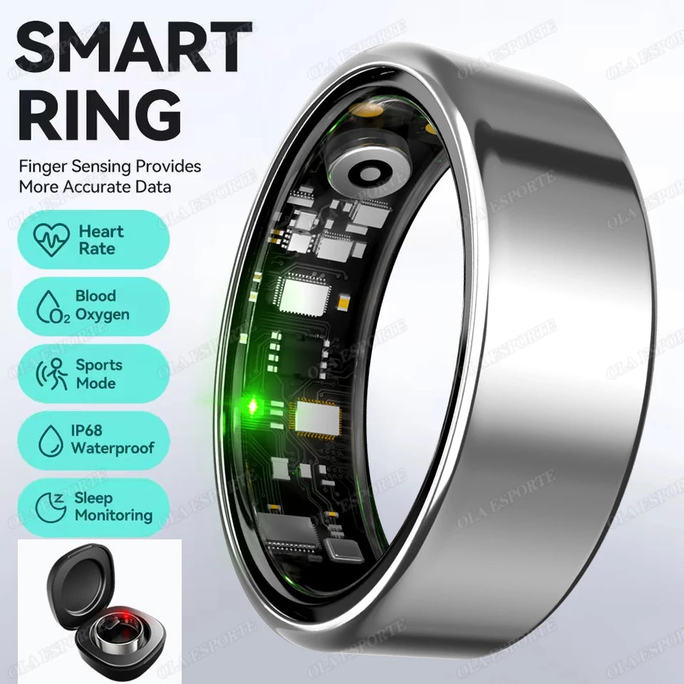 For New Smart Ring Men Women Bluetooth Monitor Blood HeartRate Blood Oxygen Monitor Smartring MultiSport 5ATM Waterproof 2026 Peaceful Pleasures Health and Wellness Silver Pro 8