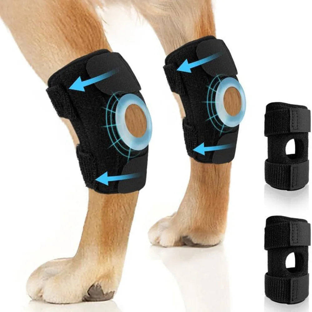 Dog Leg Hock Joint Wrap Pet Knee Pads For Dog Leg Arthritis Injury Recovery Protector Support Bandage Peaceful Pleasures Health and Wellness 1 Pair-Black-S(S)