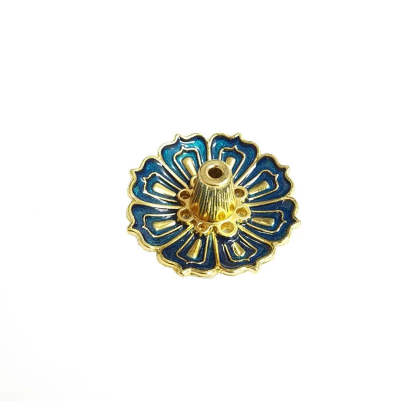 Alloy Lotus Incense Burner Stick Holder Home Buddhism Line Incense Plate Sandalwood Coil Base Temples Delicate Home Decor Peaceful Pleasures Health and Wellness