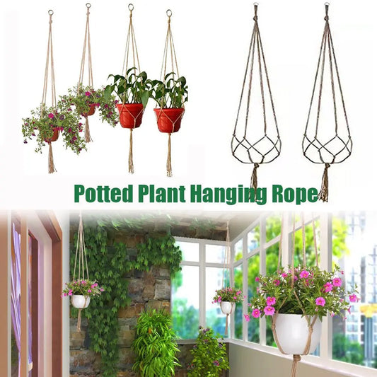 Macramé Hemp Rope Plant Hanger – Knotted Hanging Basket Hanging Plant Basket Oasis Select 90cm