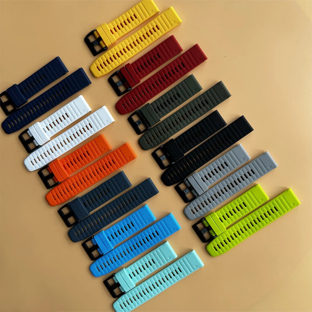 QuickFit 22mm 26mm Silicone Band for Garmin Fenix 7X 6X Forerunner