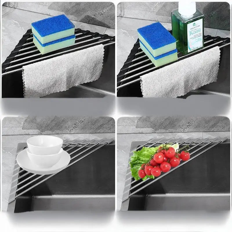Foldable Triangle Dish Drying Rack – Corner Sink Organizer