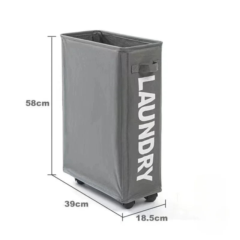 Large Foldable Laundry Basket with Wheels & Yoga Mat Storage