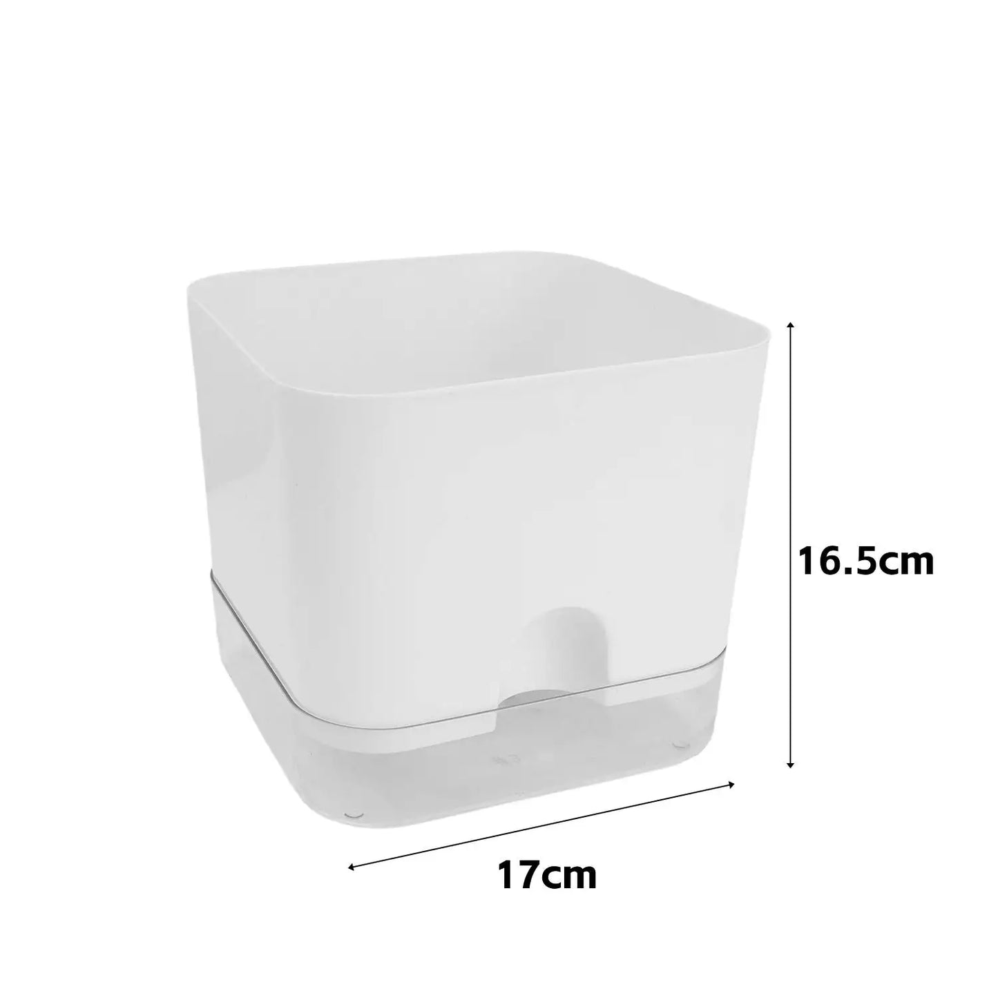White Square Self-Watering Plant Pot | Double Layer Flowerpot