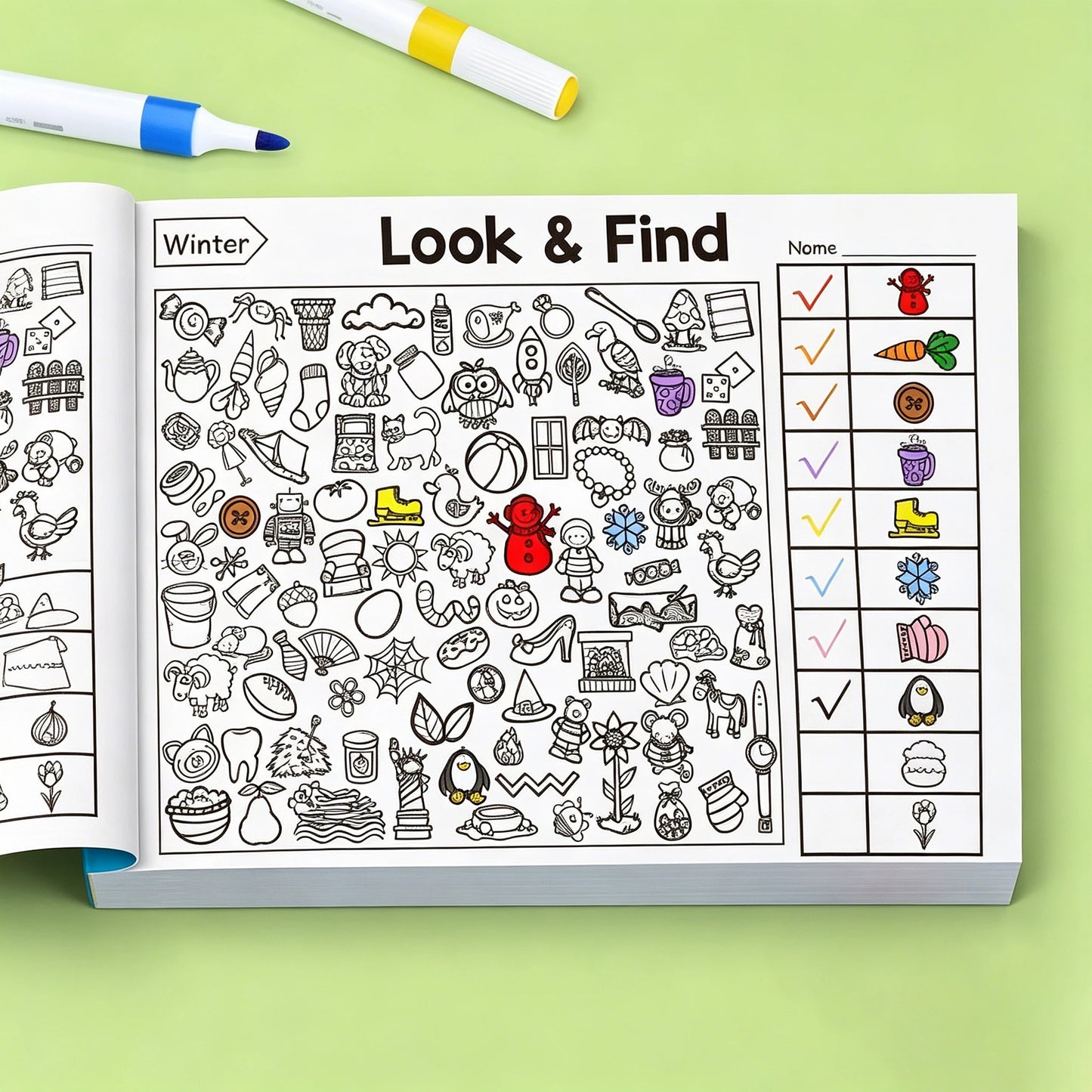 Children's Hidden Object Coloring Book Interactive Search Activity
