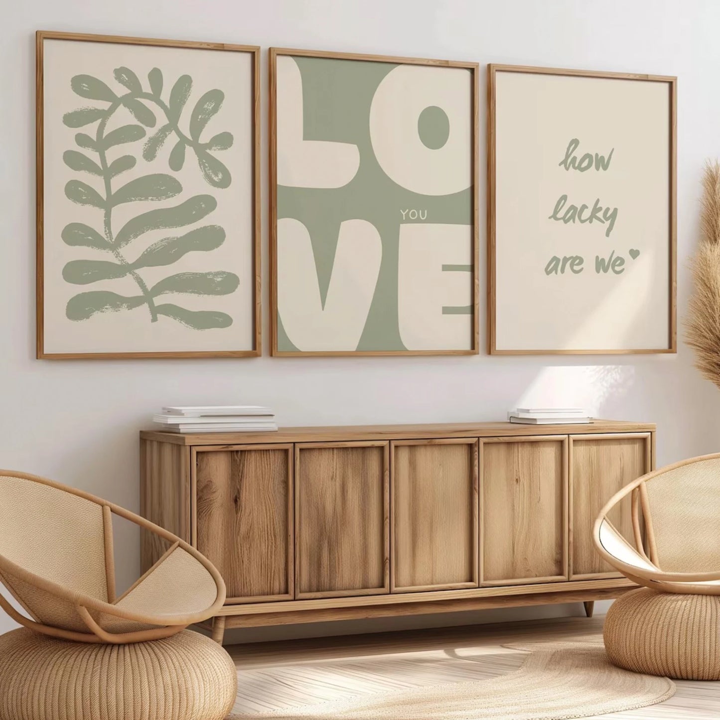 Sage Green Botanical Love Quote Canvas Wall Art Print