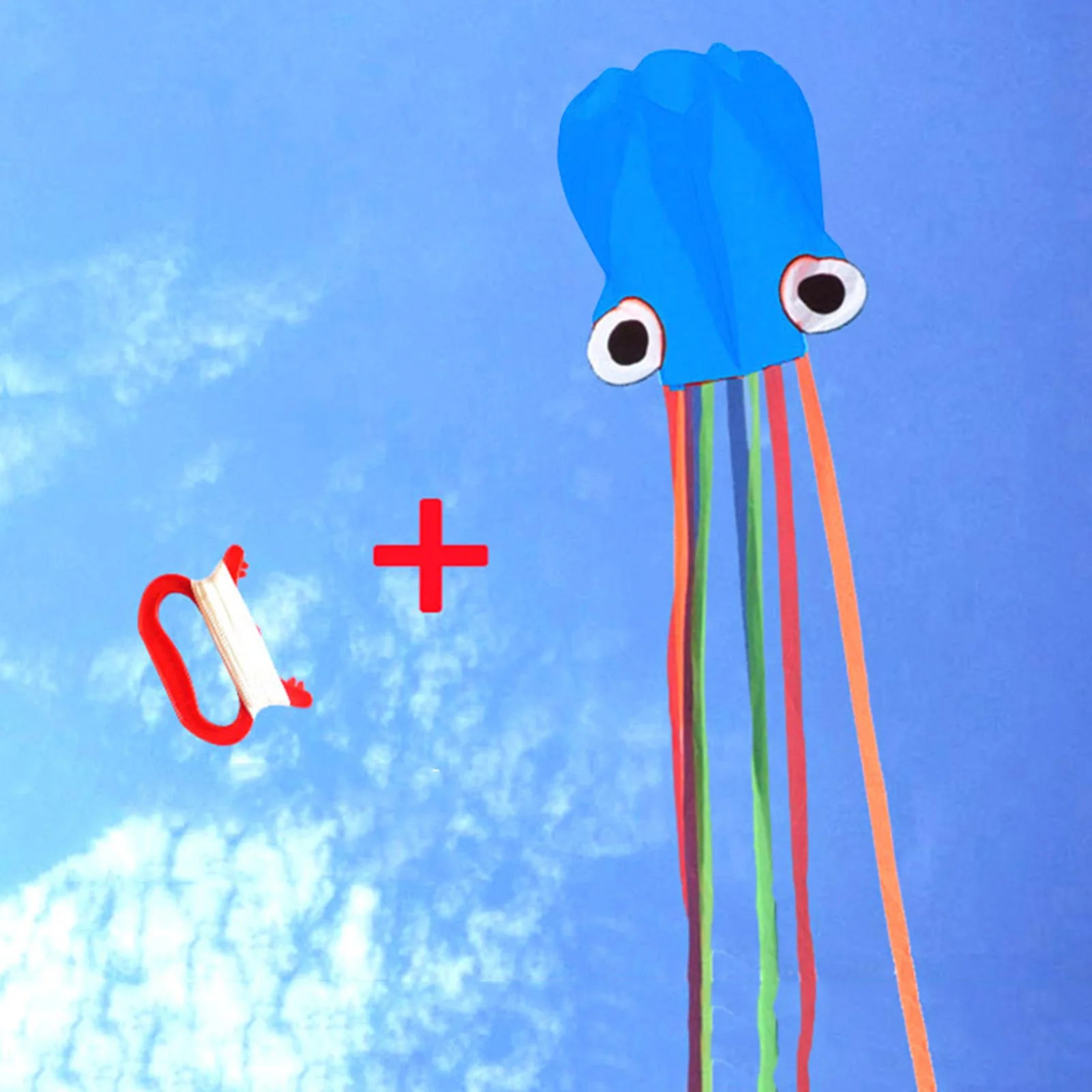 Kite Soft Octopus Flyer Kite Large Octopus Easy Flyer Kite with Handle & Line for Beach Park Garden Peaceful Pleasures Health and Wellness Blue