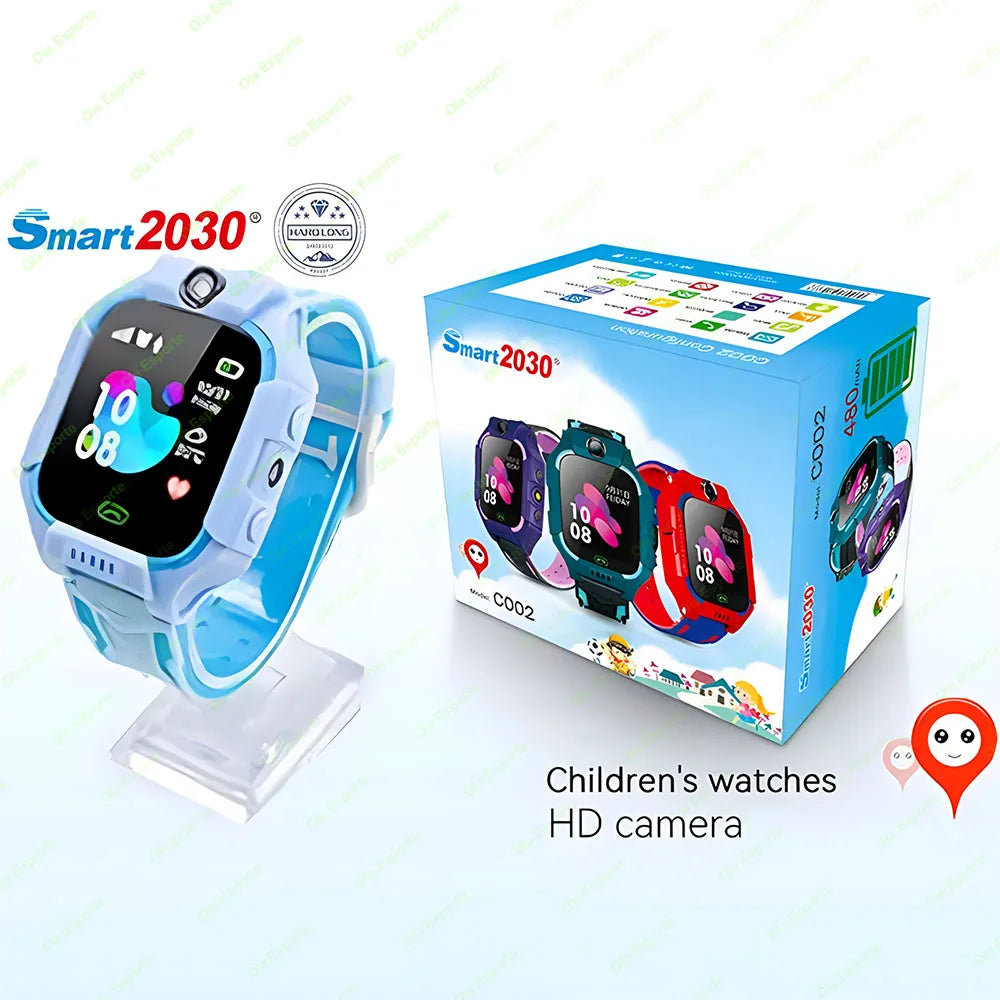 Smart Watch Kids 2G Sim Card Smartwatch for Children SOS Tracker Call Phone Camera Voice Chat Photo Boys Girls Birthday Gifts Peaceful Pleasures Health and Wellness Blue