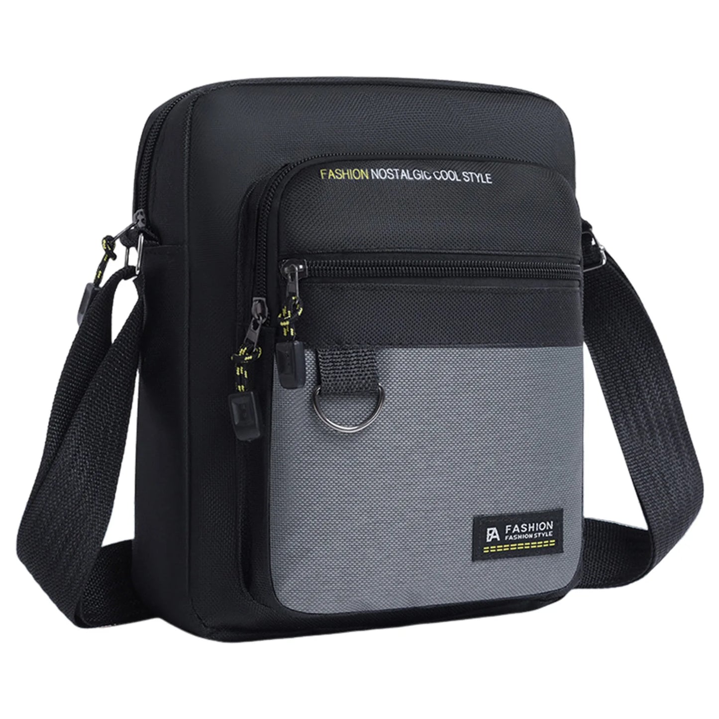 Waterproof Oxford Crossbody Bag Men Shoulder Bag Multi Layer Design Adjustable Strap Commuter Travel Lightweight Durable Peaceful Pleasures Health and Wellness GRAY