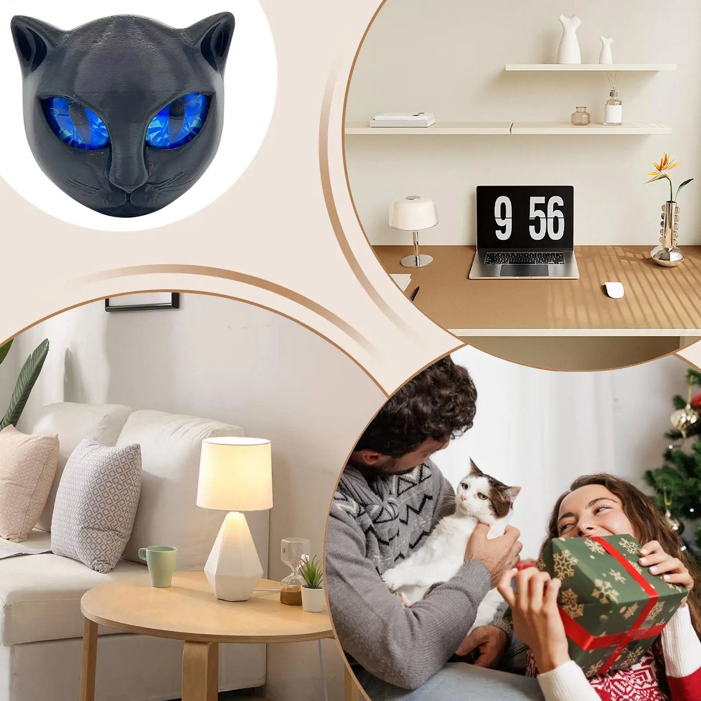 Black Cat Stone Figurine Resin Cat Head Kitten Keepsake Sculpture Desktop Decor Luxury Black Cat Statue Home Desktop Decoration Peaceful Pleasures Health and Wellness