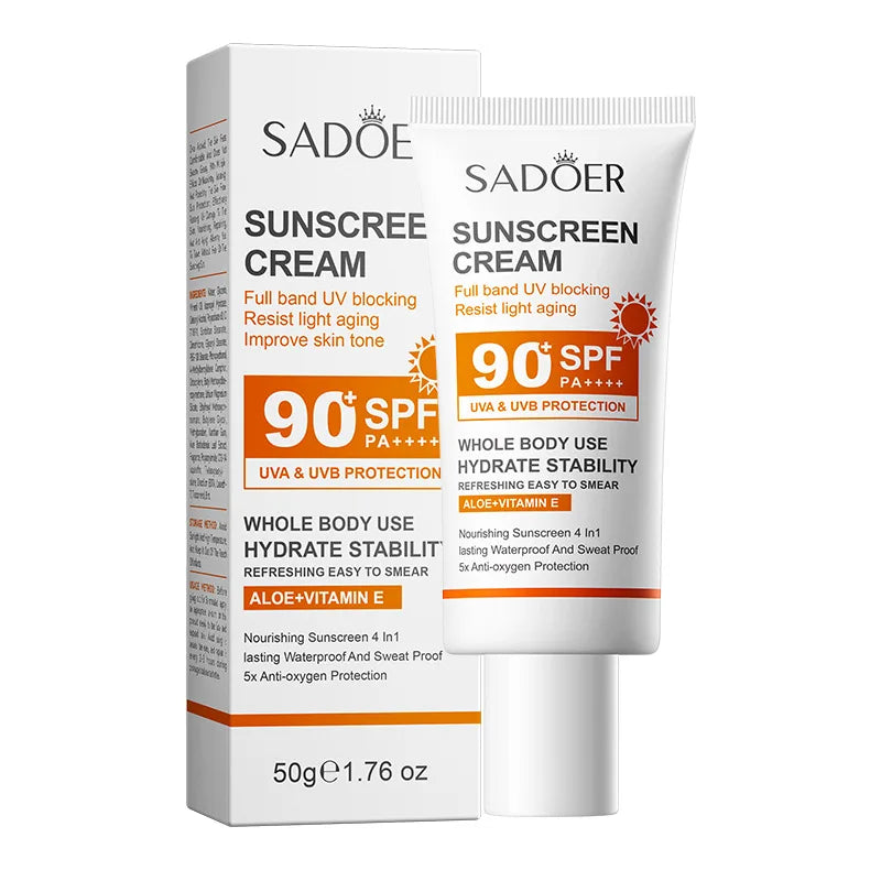 Lotion Solaire Pour Le Corps Et Le Visage, Super 220g, 50g Small bottle size, SPF 90 PA +++++, Utilisation Pour Tout Le Corps, Peaceful Pleasures Health and Wellness 50g-1pcs