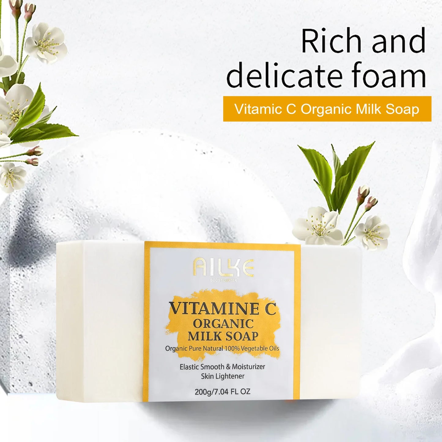 AILKE Vitamin C Organic Milk Soap Bar | Face & Body 200g