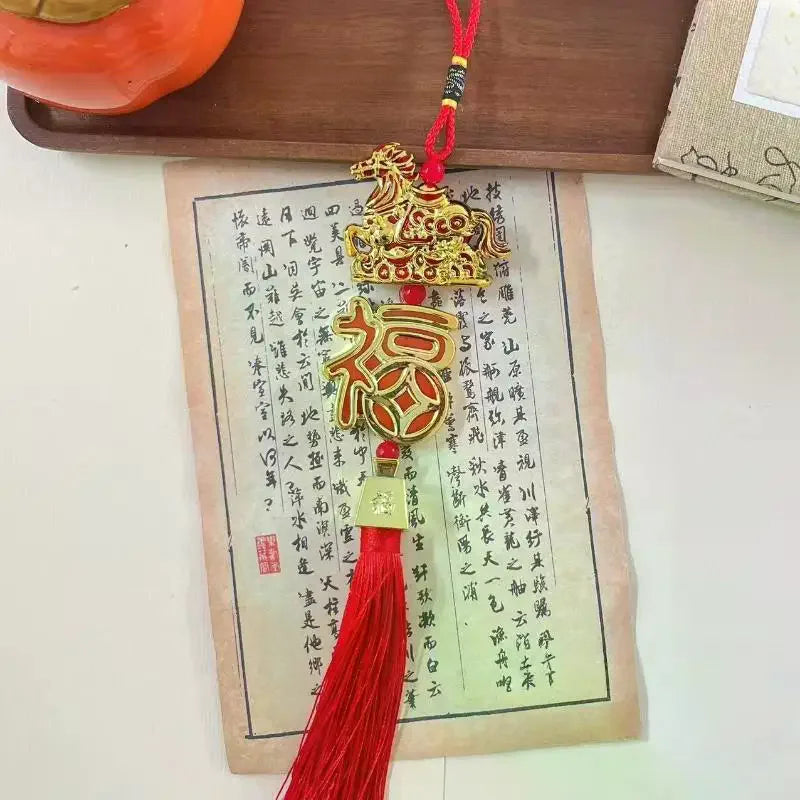 2026 Year of the Horse Lucky Red Gold Pendant | Chinese New Year