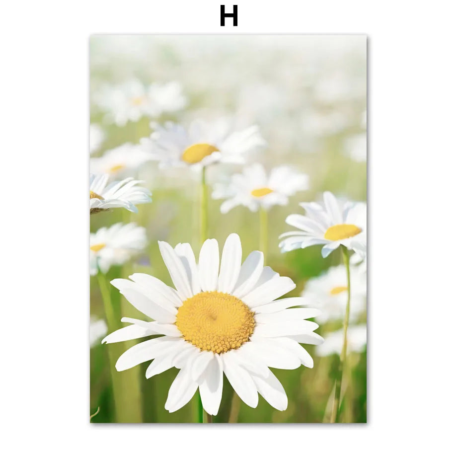 1pc frameless Canvas painting Yellow Idyllic Sunflower Girls Flower Nordic Posters And Prints Canvas Painting Wall Art Pictur Peaceful Pleasures Health and Wellness H 40x50cm Unframed