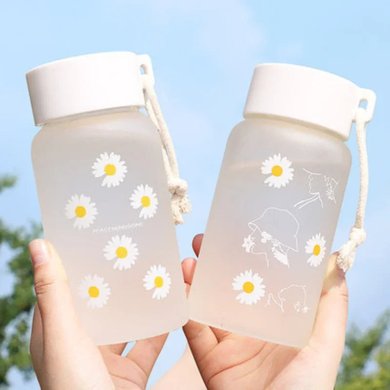 Kawaii Transparent Frosted Water Bottle | Portable Plastic Cup
