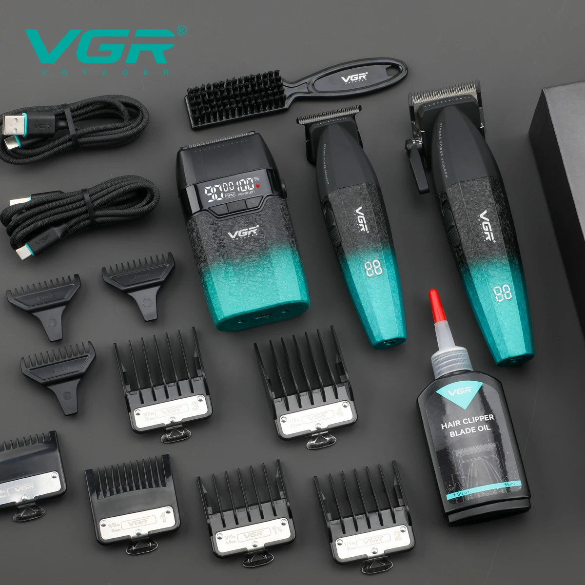 VGR high-end 3-in-1 hair trimming set professional electric hair clipper 9000 RPM household electric push shear shaver V-640 S3 Peaceful Pleasures Health and Wellness