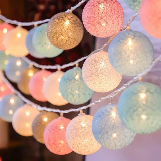 20 LED Cotton Ball String Lights – Fairy Garland Home & Garden LED Fairy String Lights Peaceful Pleasures Health and Wellness