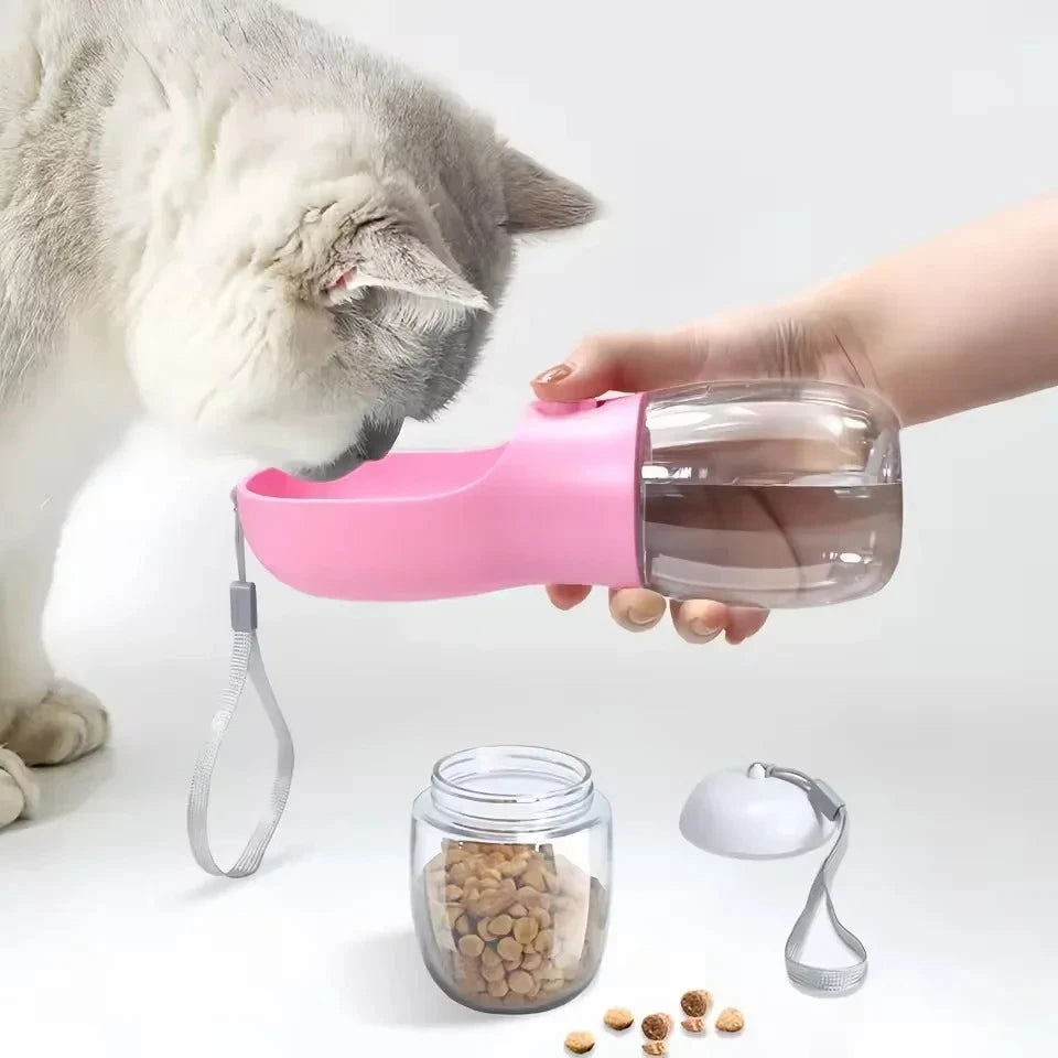 Portable 2-in-1 Dog Cat Water Bottle with Food Storage Container for Outdoor Travel Pet Feeding Pet Supplies Peaceful Pleasures Health and Wellness