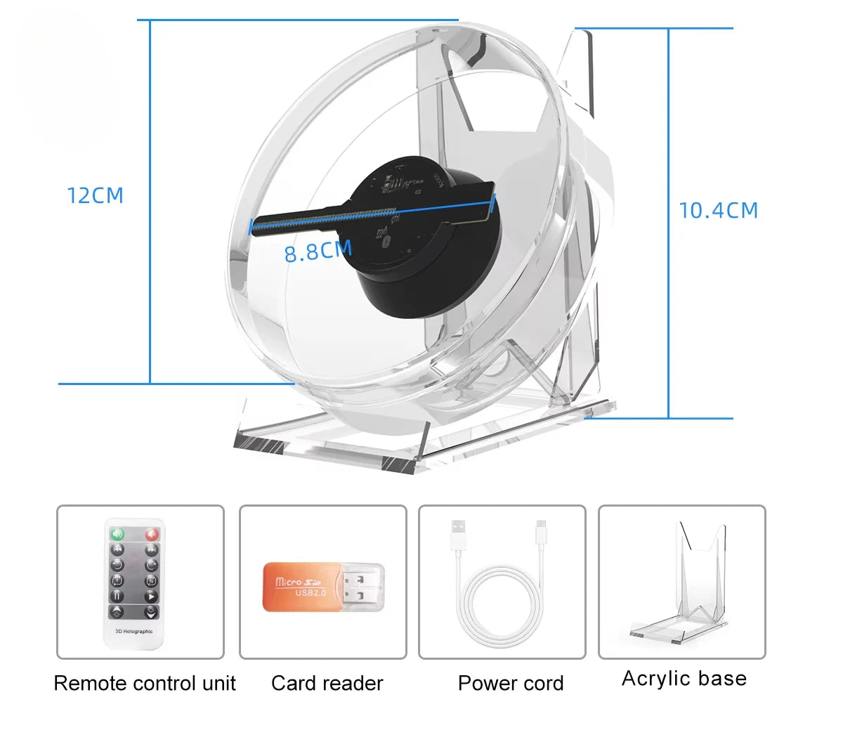 Mini 3D Holographic Projector Fan – LED Hologram Display