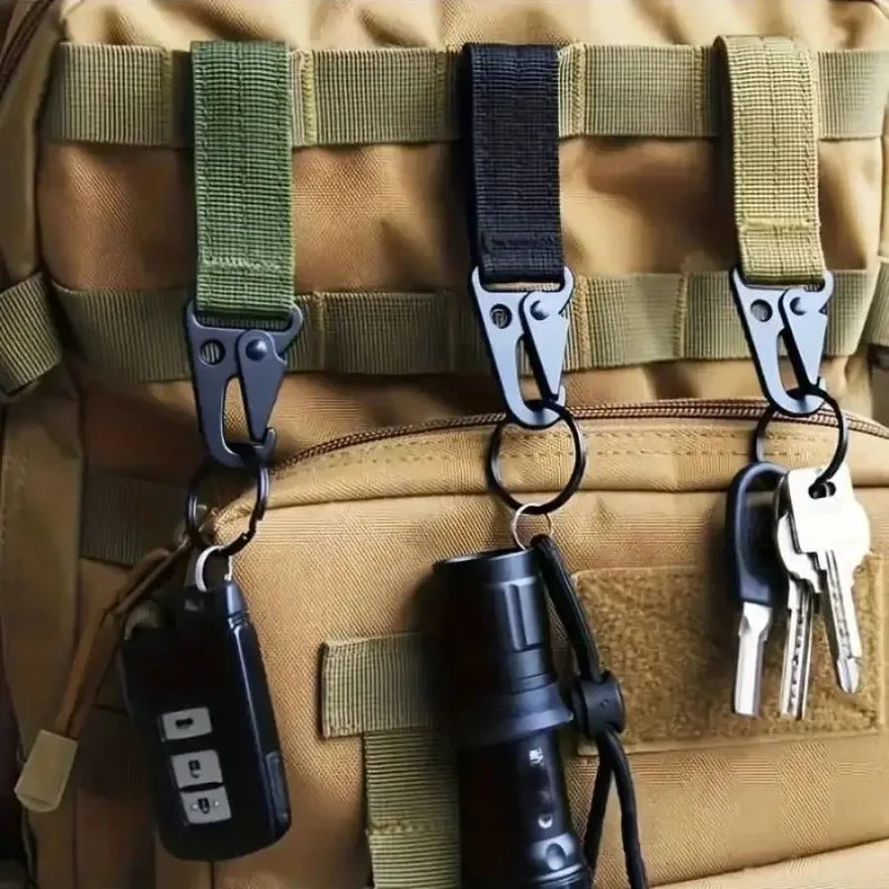 Tactical Nylon Webbing Belt Triangle Buckle & Carabiner Clip