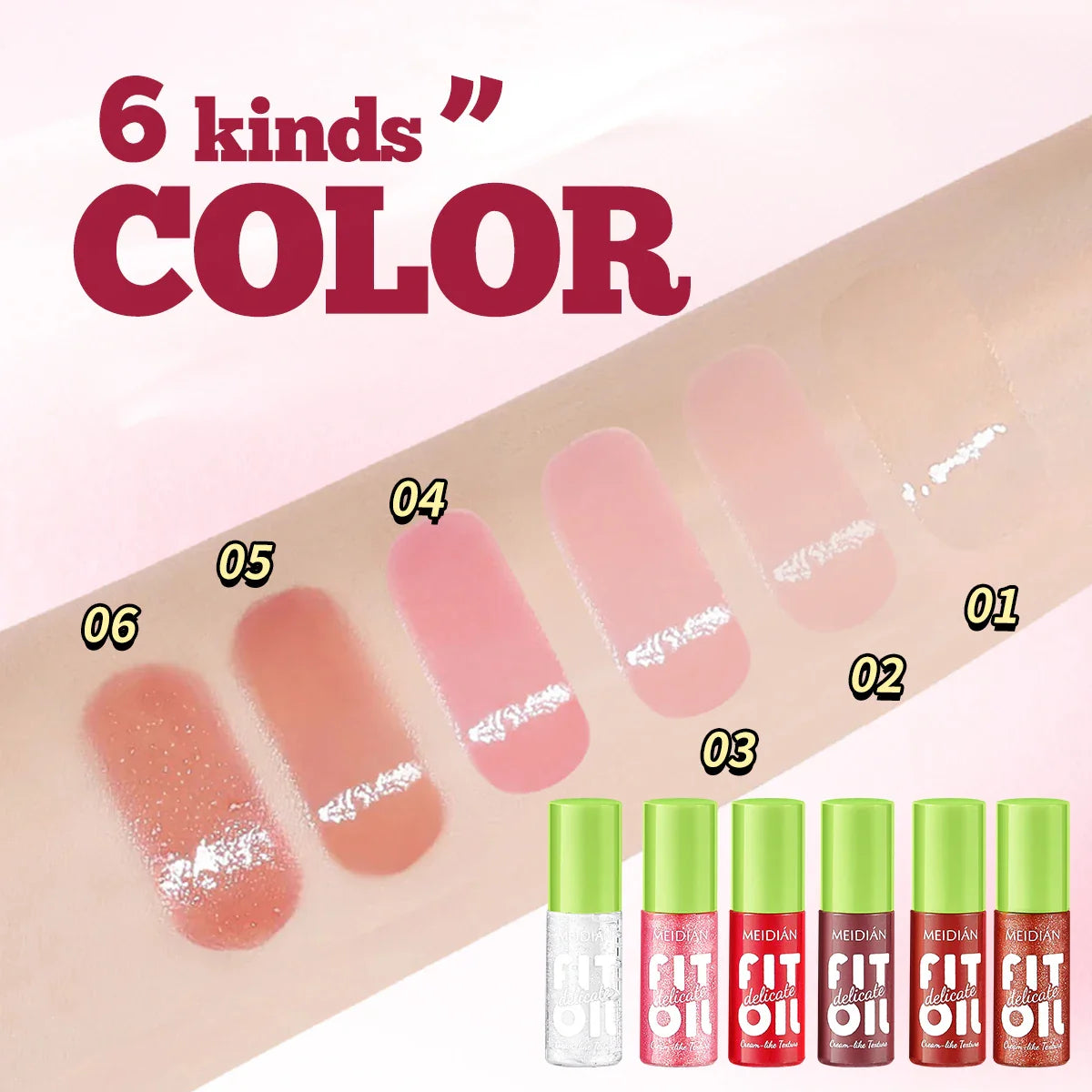 6-Pack Berry Lip Oil Set – Moisturizing, Brightening & Waterproof