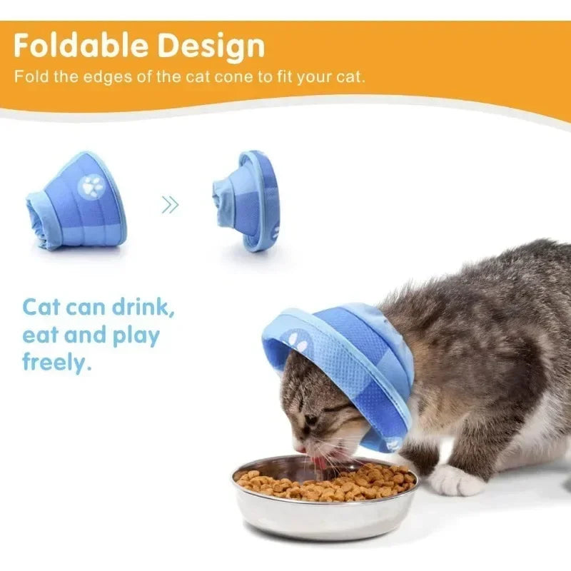 Adjustable Cat Cone Collar Soft Cute Cats Recovery Collar Protective Pet After Surgery Lightweight Elizabethan Collars for Pet Peaceful Pleasures Health and Wellness