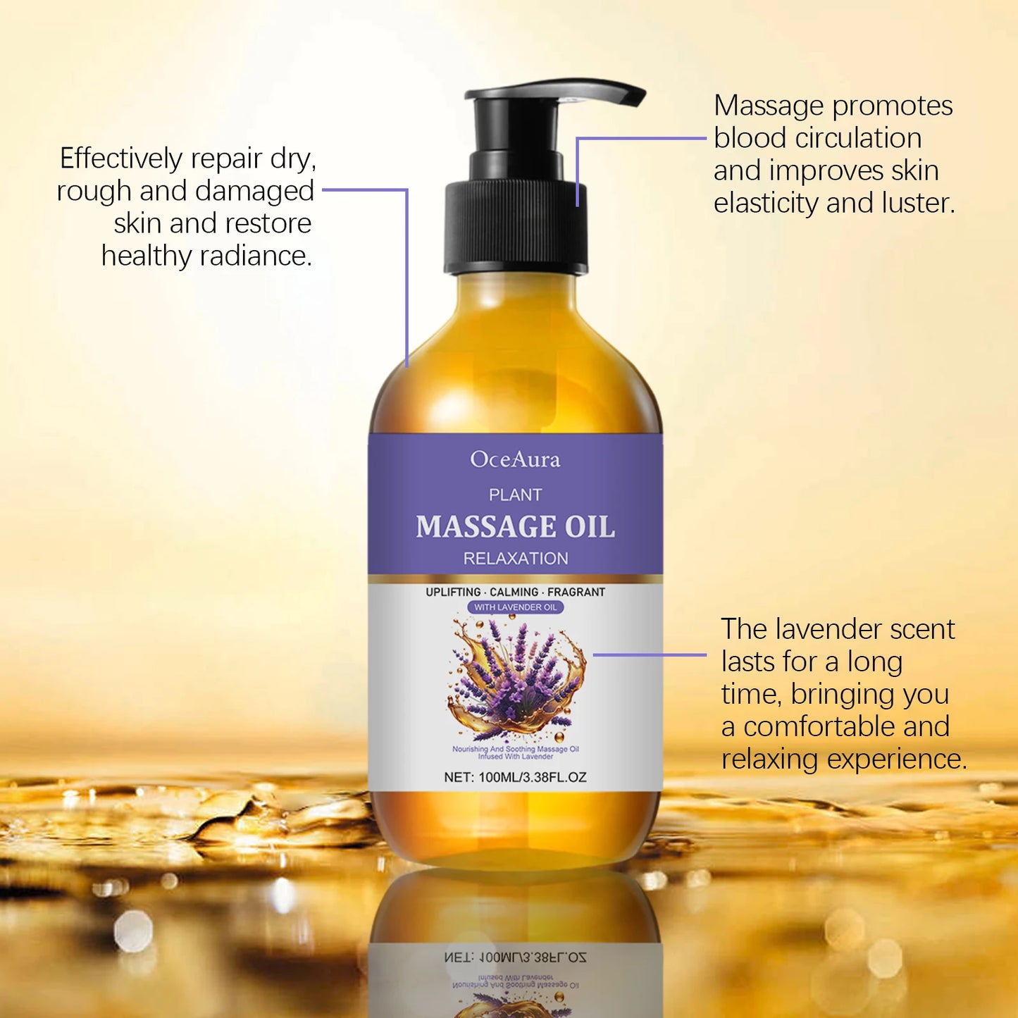 OceAura Lavender Essential Oil Body Massage Oil 100ml