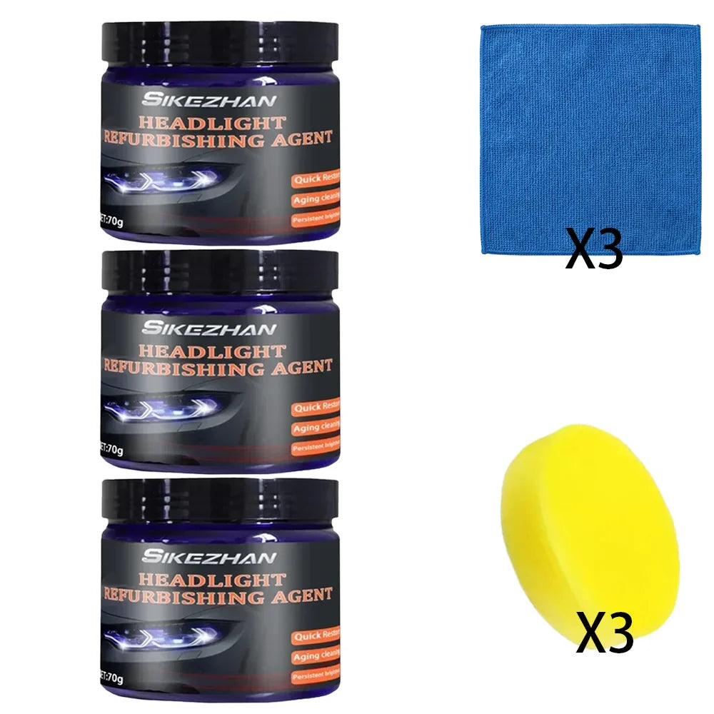 Headlight Polishing Kit – Compound, Sponge & Cloth | Restores Clarity